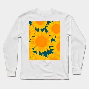 Sunflowers gold illustration Long Sleeve T-Shirt